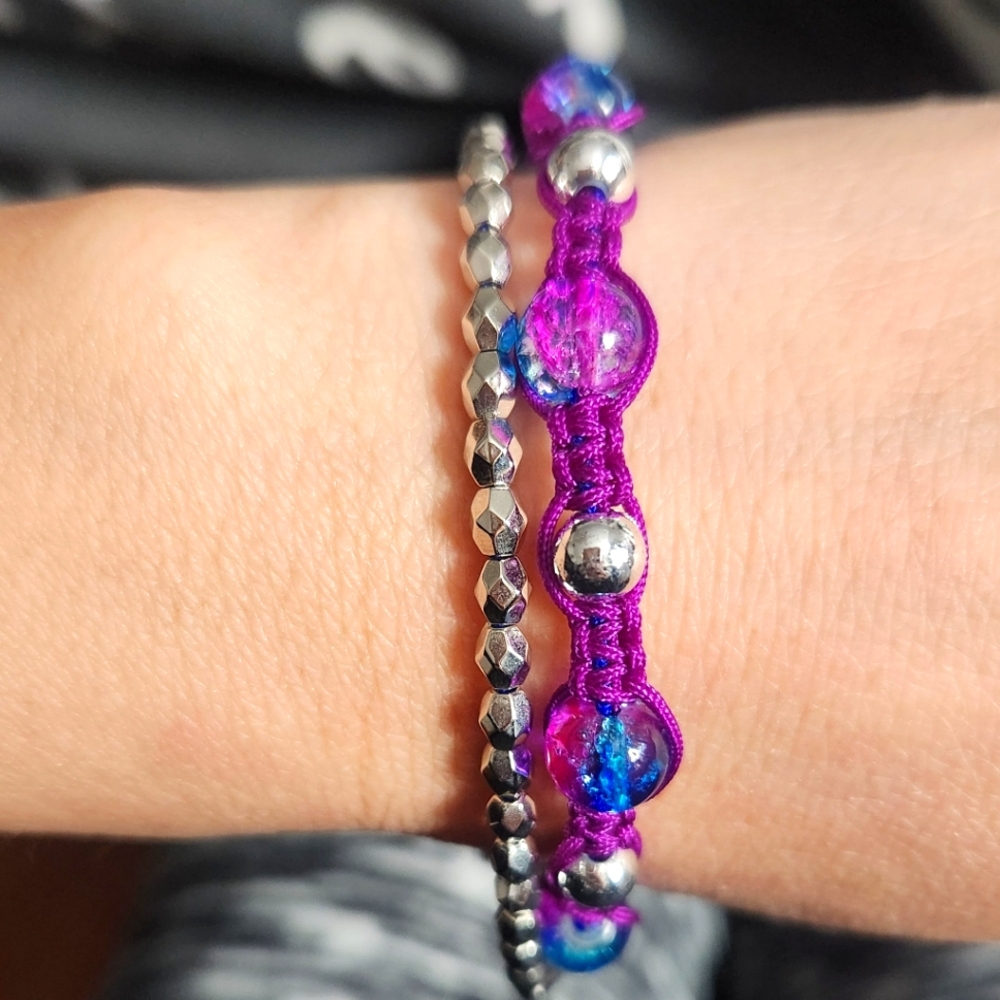 Beautiful Purple&Blue Nylon Beaded Bracelet